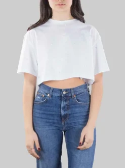 T-SHIRT CORTA BIANCA CON PUNTI LUCE