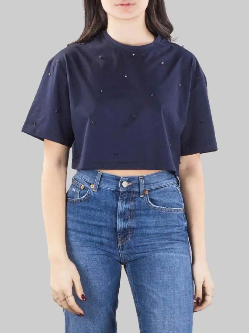 T-SHIRT CORTA BLU CON PUNTI LUCE