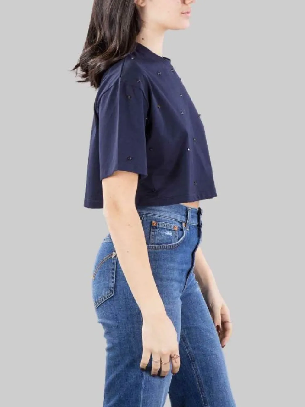 T-SHIRT CORTA BLU CON PUNTI LUCE
