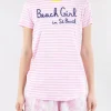 T-SHIRT DANA IN COTONE A FANTASIA RIGHE BIANCO E ROSA