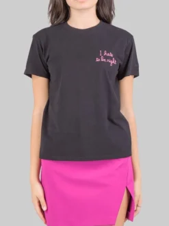 T-SHIRT EMILIE GIROCOLLO NERA CON GRAFICA "I HATE TO BE RIGHT"-NERO