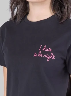 T-SHIRT EMILIE GIROCOLLO NERA CON GRAFICA "I HATE TO BE RIGHT"-NERO