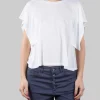 T-SHIRT GIROCOLLO BIANCA CON VOLANT