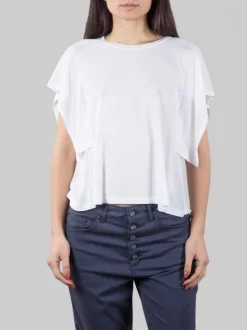 T-SHIRT GIROCOLLO BIANCA CON VOLANT