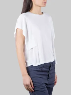 T-SHIRT GIROCOLLO BIANCA CON VOLANT