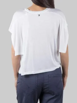 T-SHIRT GIROCOLLO BIANCA CON VOLANT