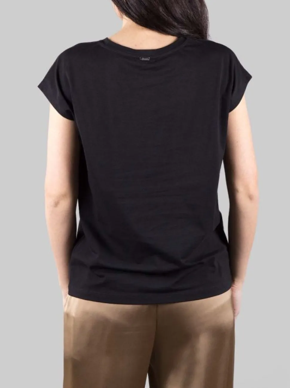 T-SHIRT NERA CON LOGO IN FULL STRASS