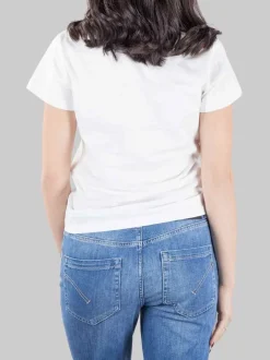 T-SHIRT TURBATO BIANCA CON LOGO IN STRASS E PERLINE