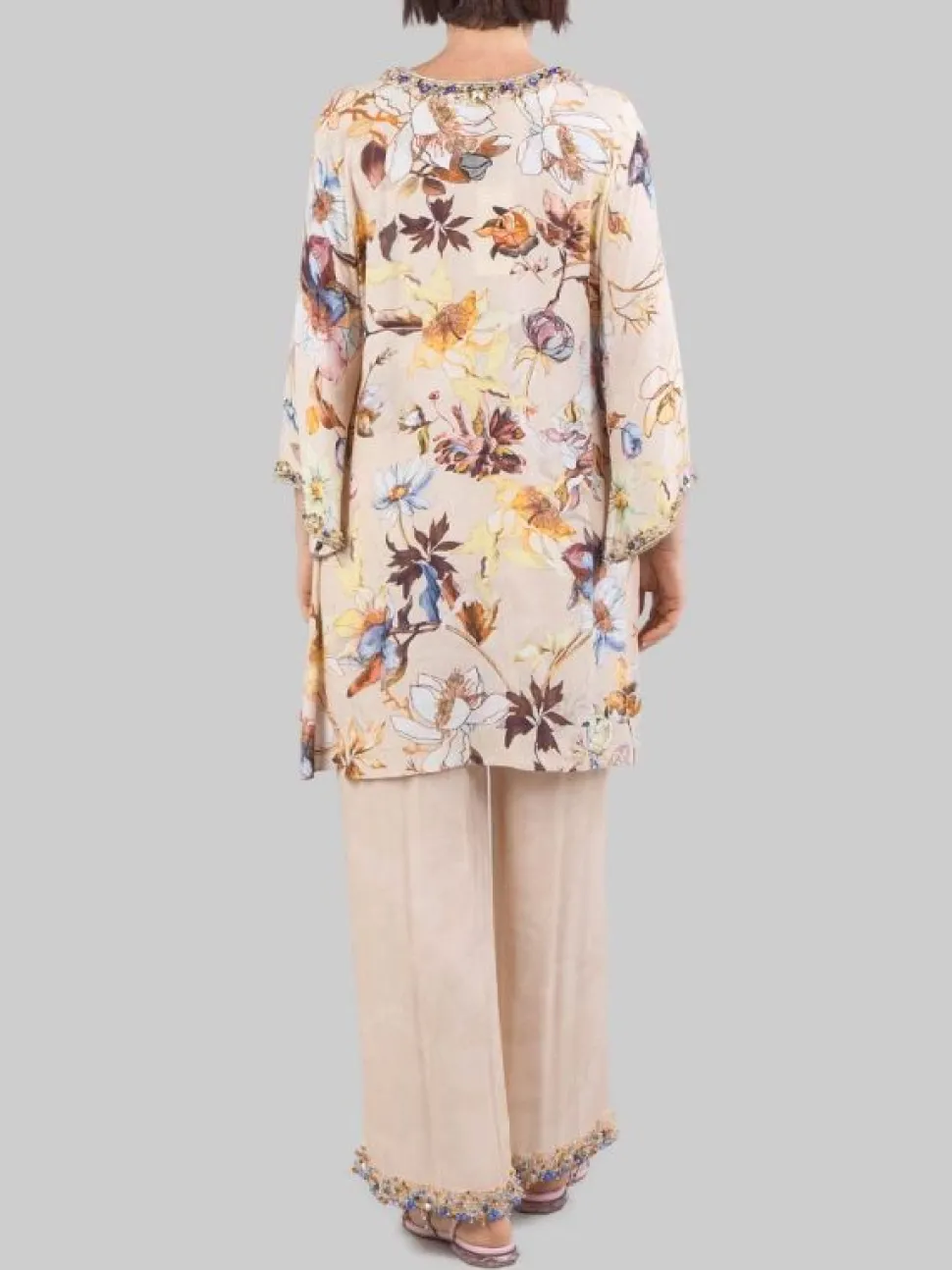 ABITO CAMICIA A FANTASIA DECORATO CON PERLINE,