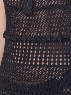ABITO DA MARE NERO TRAFORATO CON DETTAGLI IN LUREX
