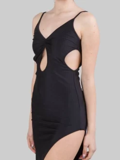 ABITO LUNGO IN LYCRA BRILLANTE CON SPACCO