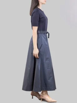 ABITO MIDI IN BIMATERIALE CON GONNA IN TAFFET· E COULISSE IN VITA