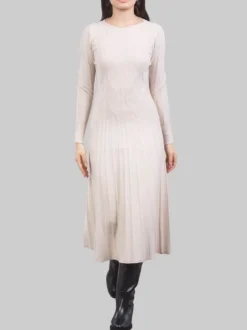 ABITO MIDI IN MAGLIA DI LANA GESSO CON LOSANGHE