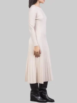 ABITO MIDI IN MAGLIA DI LANA GESSO CON LOSANGHE