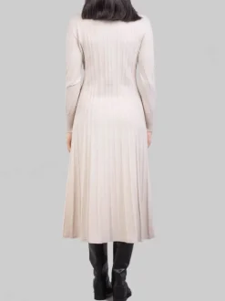 ABITO MIDI IN MAGLIA DI LANA GESSO CON LOSANGHE