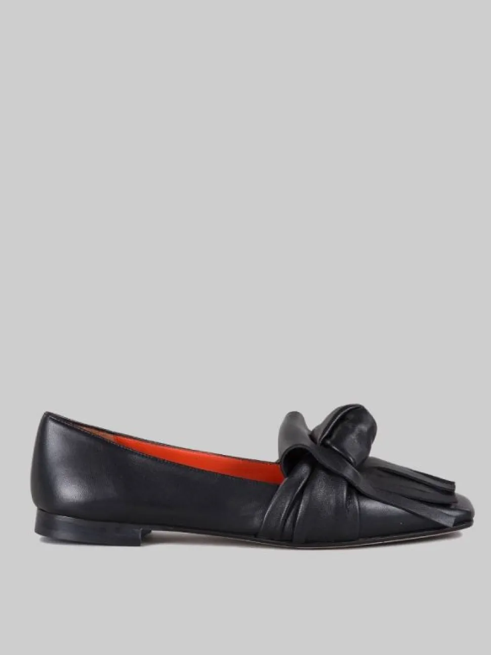 BALLERINE IN PELLE NERA CON NODO E NAPPINE