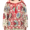 BLUSA OVER FIT CON RICAMI E DECORI A FANTASIA