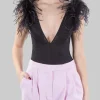 BODY BUTTAFUOCO NERO CON PIUME