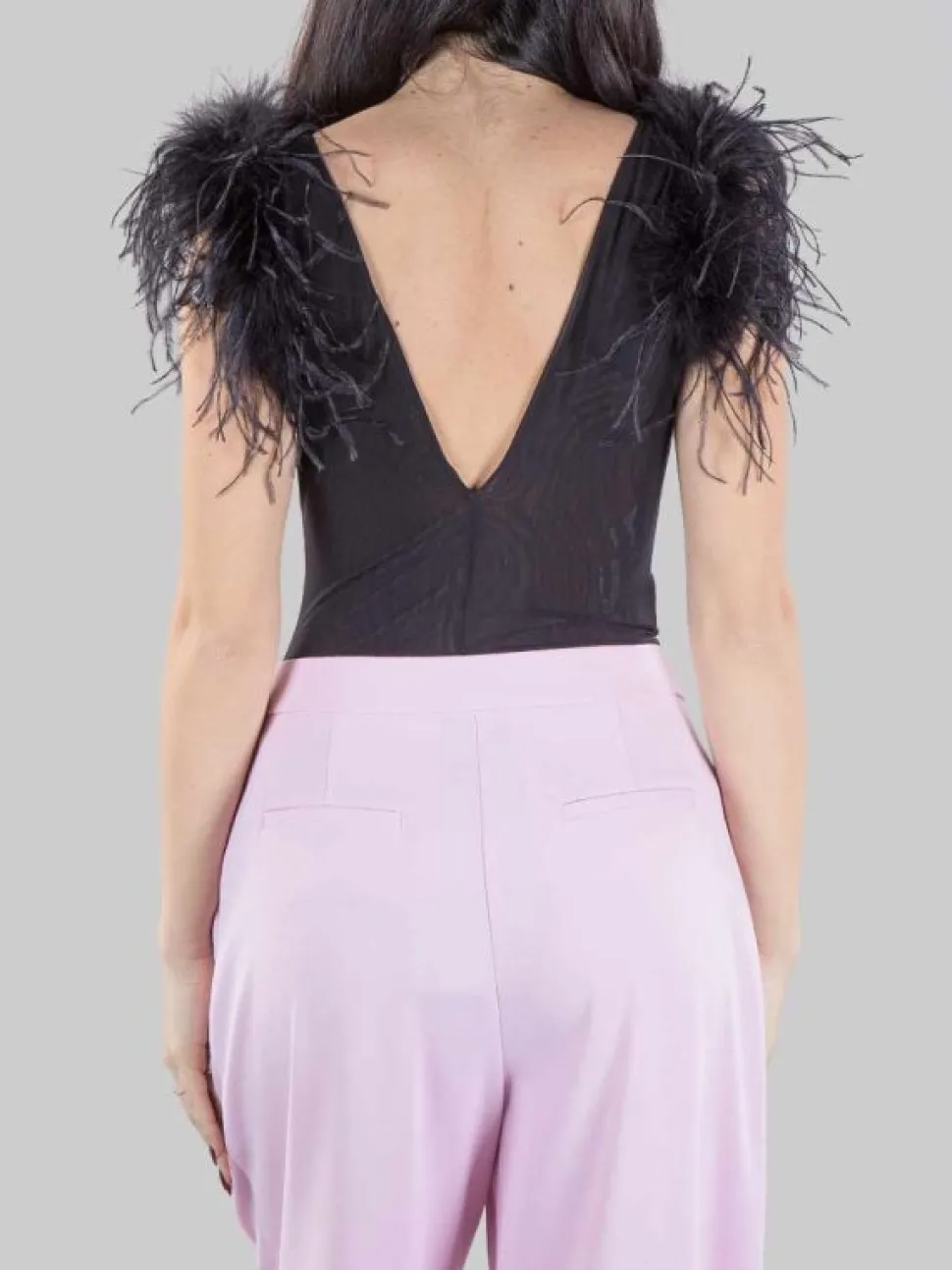 BODY BUTTAFUOCO NERO CON PIUME