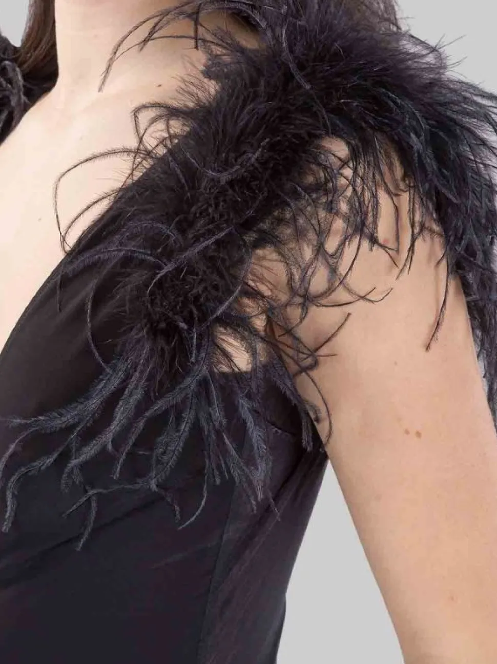 BODY BUTTAFUOCO NERO CON PIUME