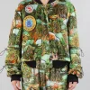 BOMBER IN VELLUTO A FANTASIA CON PATCH