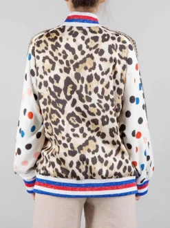 BOMBER OVERSIZE ANIMALIER CON PATCH E PASSAMANERIE