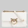 BORSA A SPALLA LOVE ONE CLASSIC IN PELLE BIANCA E ORO
