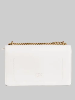 BORSA A SPALLA LOVE ONE CLASSIC IN PELLE BIANCA E ORO