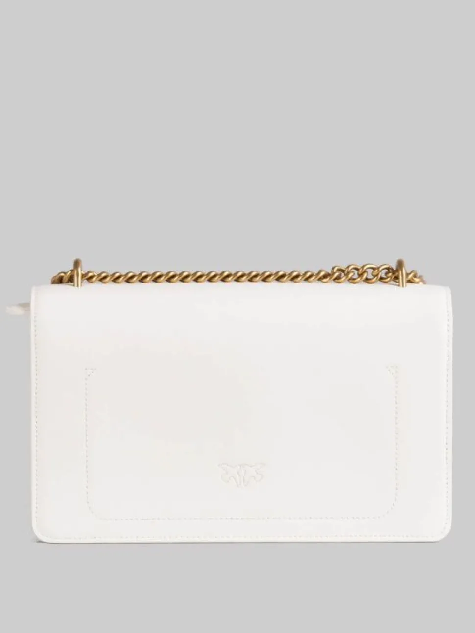BORSA A SPALLA LOVE ONE CLASSIC IN PELLE BIANCA E ORO