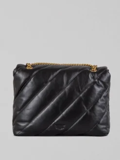 BORSA A SPALLA LOVE PUFF BIG IN PELLE NERA E ORO