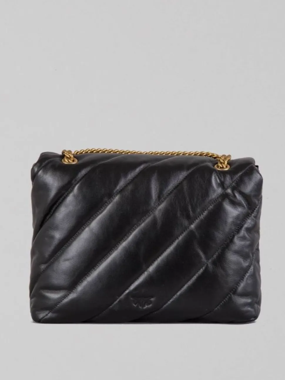BORSA A SPALLA LOVE PUFF BIG IN PELLE NERA E ORO