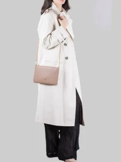 BORSA FLAT A TRACOLLA IN PELLE BISCOTTO
