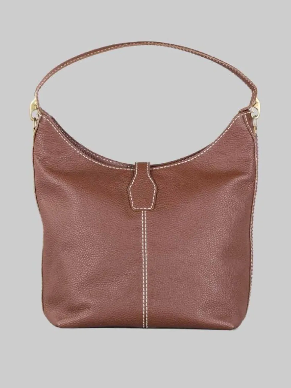 BORSA HOBO IN PELLE MARTELLATA MARRONE CON ICONICI GANCI FAY