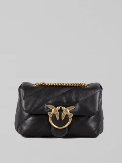 BORSA MINI LOVE PUFF IN NAPPA NERA E ORO