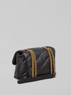 BORSA MINI LOVE PUFF IN NAPPA NERA E ORO
