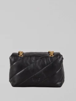 BORSA MINI LOVE PUFF IN NAPPA NERA E ORO