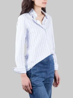 CAMICIA A RIGHE SLIM FIT BIANCA E CELESTE