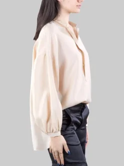 CAMICIA COREANA OVERSIZE IN TESSUTO FLUIDO SABBIA