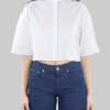 CAMICIA CORTA BIANCA CON COLLETTO ALLA COREANA MODELLO BOXY