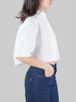CAMICIA CORTA BIANCA CON COLLETTO ALLA COREANA MODELLO BOXY