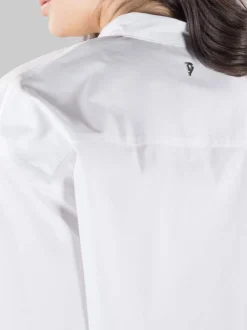 CAMICIA CORTA BIANCA CON COLLETTO ALLA COREANA MODELLO BOXY