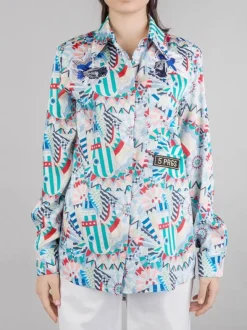 CAMICIA OVERSIZE A FANTASIA CON PATCH
