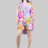 CAMICIA OVERSIZE A FANTASIA RIGHE E FIORI