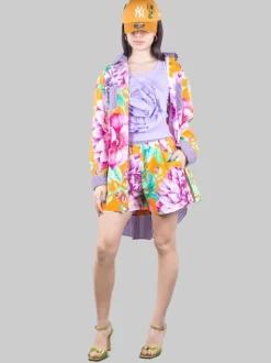 CAMICIA OVERSIZE A FANTASIA RIGHE E FIORI