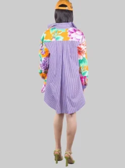 CAMICIA OVERSIZE A FANTASIA RIGHE E FIORI
