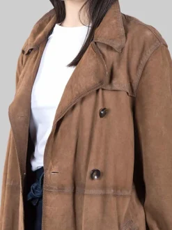 CAPPOTTINO DOPPIOPETTO CATHERINE IN SUEDE EFFETTO BRUCIATO CON CINTURA