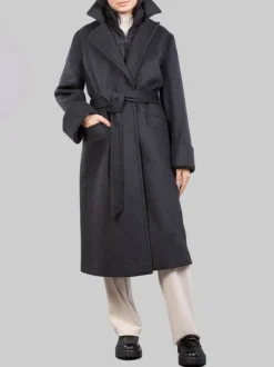 CAPPOTTO A VESTAGLIA GRIGIO ANTRACITE CON GILET IMBOTTITO