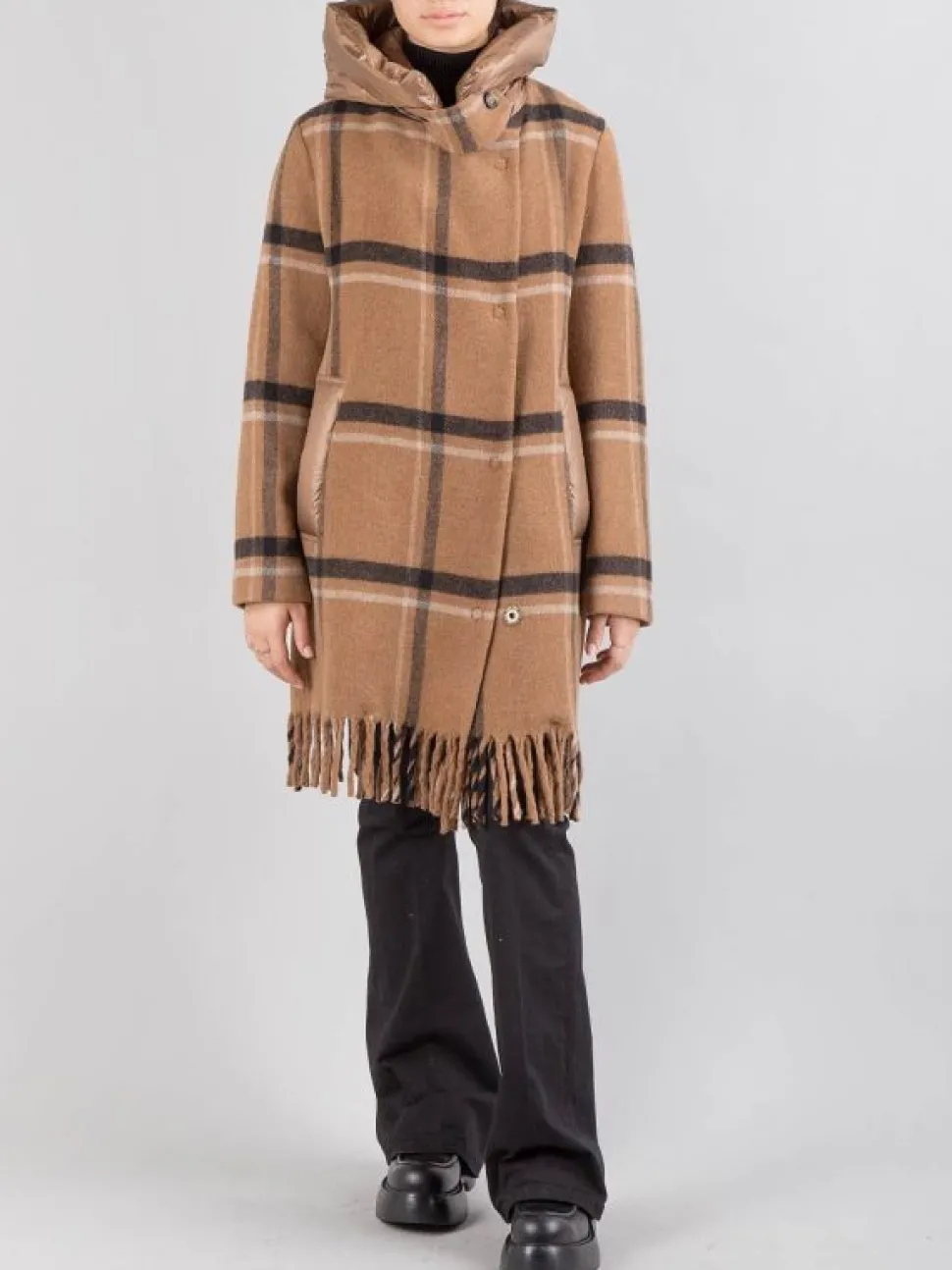 CAPPOTTO IN MISTO LANA CON INSERTI IN PIUMINO