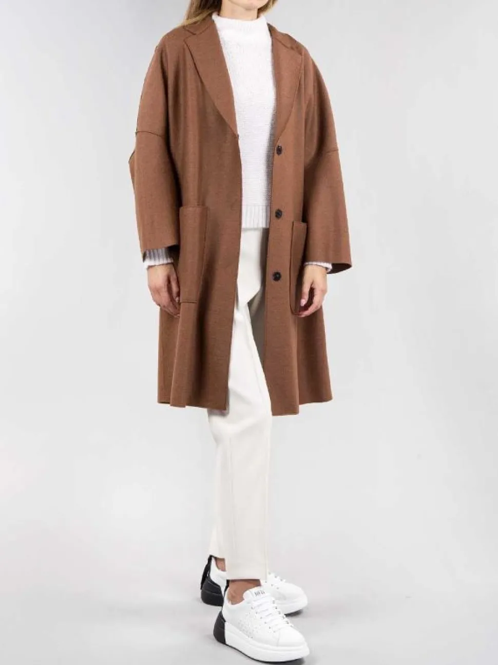 CAPPOTTO MONOPETTO OVERSIZE FIT IN LANA ECO SOSTENIBILE