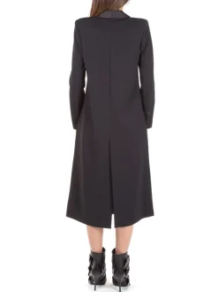 CAPPOTTO NERO VENNY IN TESSUTO TECNICO ELASTICIZZATO DOPPIO PETTO
